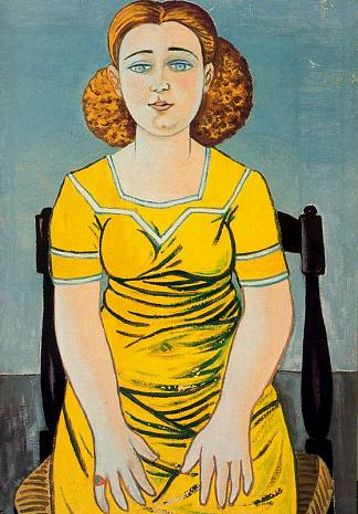 坐着的金发女人的肖像 Portrait of seated blonde woman (1944)，拉斐尔·萨巴莱塔