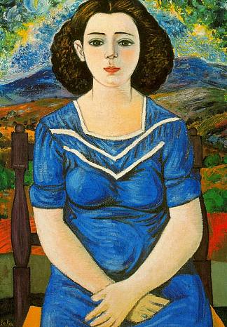 坐着的黑发女郎的肖像 Portrait of seated brunette (1948)，拉斐尔·萨巴莱塔