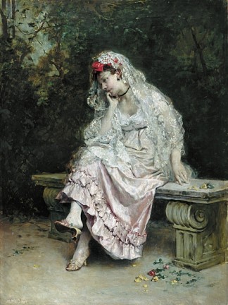 花园里的年轻女士 Young Lady In A Garden (1900)，雷蒙多·德·马达佐