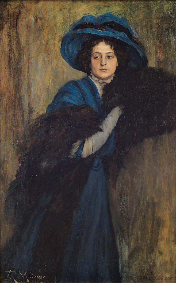 蓝衣女郎的肖像 Portrait Of Lady In Blue (c.1897 - c.1905)，雷蒙多·德·马达佐