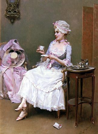 喝热巧克力的女人 Woman Drinking A Hot Chocolate，雷蒙多·德·马达佐