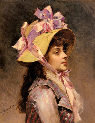 粉红丝带女士的肖像 Portrait of a Lady in Pink Ribbons，雷蒙多·德·马达佐