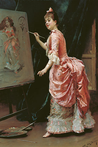 模特制作恶作剧 Model Making Mischief (c.1885)，雷蒙多·德·马达佐