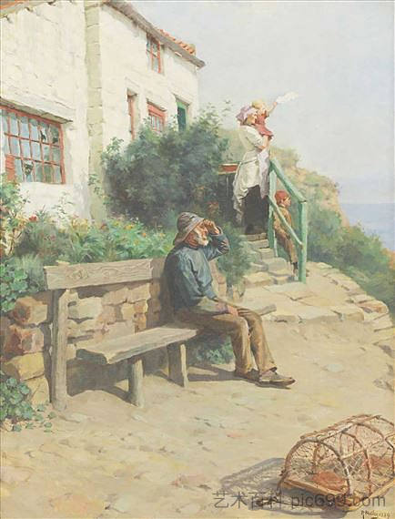 欢迎渔船回家 WELCOMING THE FISHING BOATS HOME (1889; United Kingdom  )，拉尔夫·赫德利