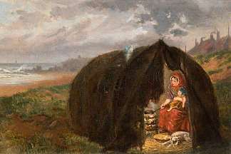 吉普赛人在海滩上露营，南希尔兹 Gypsies Camped on the Beach, South Shields (1876)，拉尔夫·赫德利