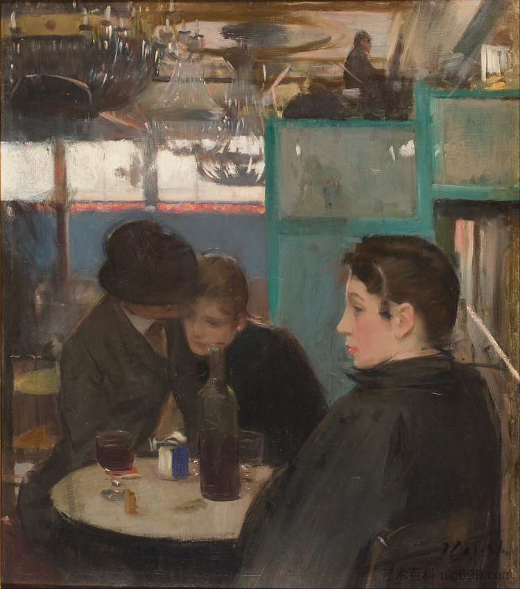 红磨坊室内 Moulin de la Galette Interior (1891)，拉蒙·卡萨斯