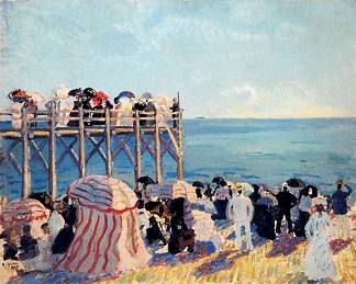 特鲁维尔的海滩和码头 The beach and pier at Trouville (1905)，劳尔·杜飞