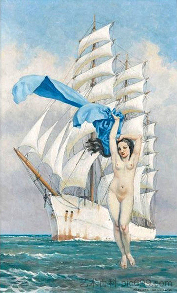 戴着蓝纱的维纳斯 Vénus au voile bleu (1925)，拉斐尔德洛姆