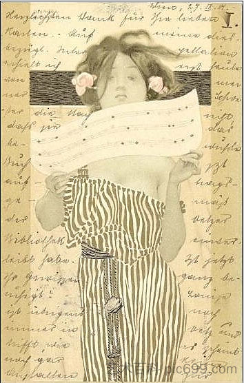 棕绿色边界之间的女孩 Girls between brown-green borders (1901),拉斐尔基什内尔