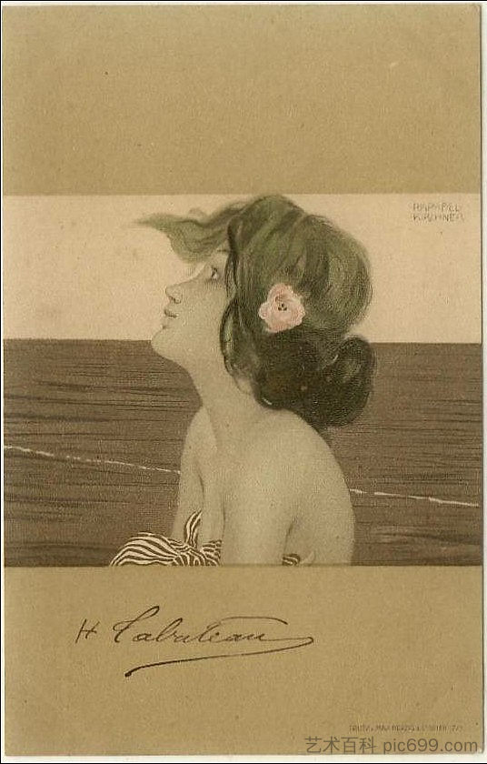 棕绿色边界之间的女孩 Girls between brown-green borders (1901),拉斐尔基什内尔