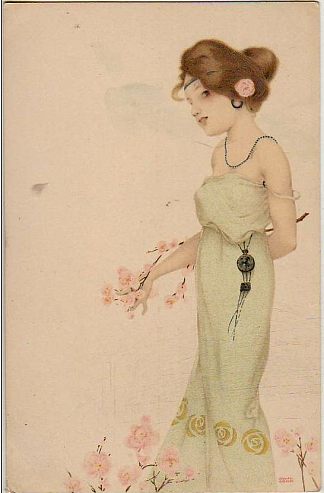 脚边有花的女孩 Girls with flowers at feet (1902)，拉斐尔基什内尔