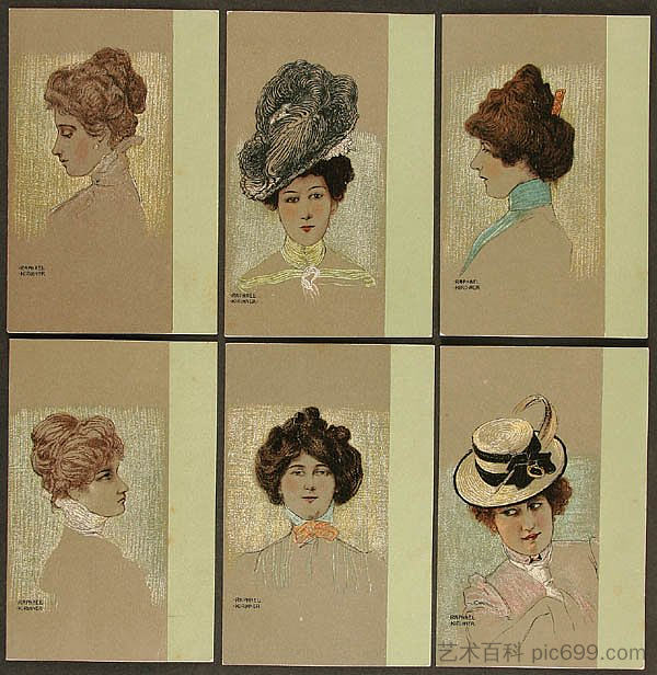 维也纳女士肖像 Portraits of Viennese Ladies (1901)，拉斐尔基什内尔