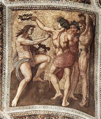 阿波罗和马西亚斯，来自“塞格纳图拉节” Apollo and Marsyas, from the ‘Stanza della Segnatura’ (1509 – 1511)，拉斐尔