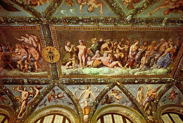 心灵凉廊的天花板 Ceiling of the Loggia of Psyche (1517 - 1518)，拉斐尔