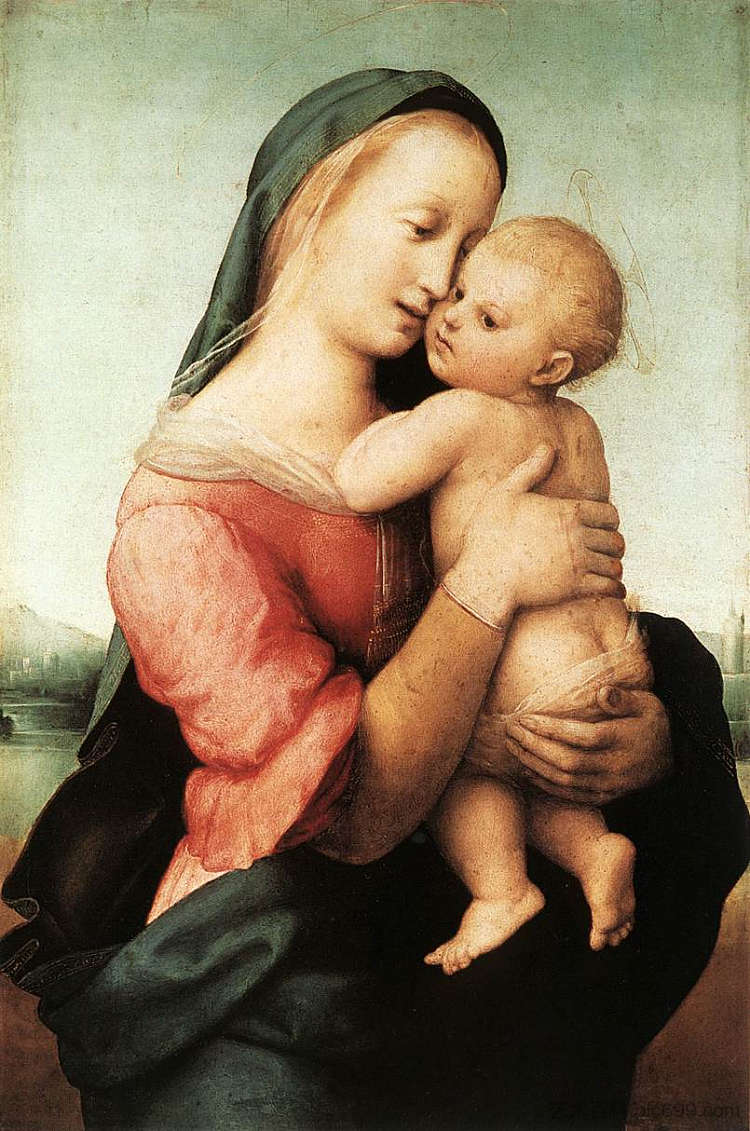 “天皮”麦当娜的细节 Detail of the 'Tempi' Madonna (1508),拉斐尔