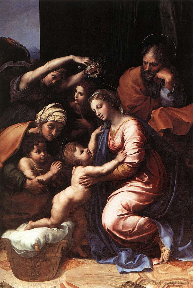 神圣家族（被称为弗朗索瓦一世的大家族） Holy Family (known as the Grande Famille of Francois I) (1518)，拉斐尔