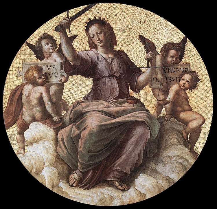 正义，来自“塞格纳图拉节” Justice, from the 'Stanza della Segnatura' (1509 - 1511)，拉斐尔