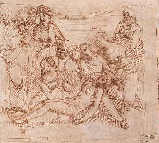 为死去的基督哀悼 Lamentation over the Dead Christ (c.1505)，拉斐尔