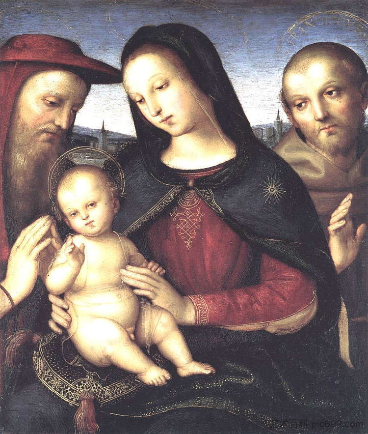 麦当娜与孩子和圣徒 Madonna with Child and Saints (c.1502)，拉斐尔