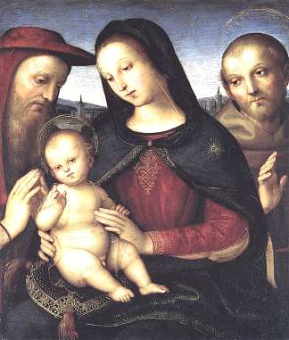 麦当娜与孩子和圣徒 Madonna with Child and Saints (c.1502)，拉斐尔