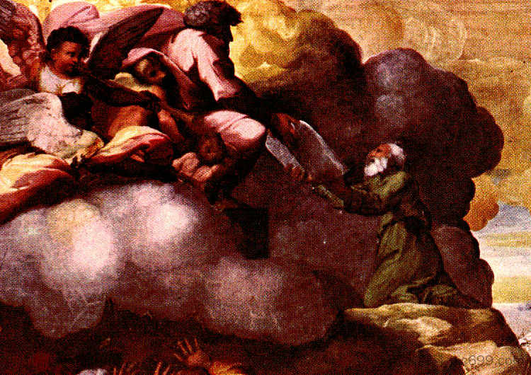 摩西接受律法碑(局部) Moses Receiving the Tablets of the Law (detail) (1518),拉斐尔