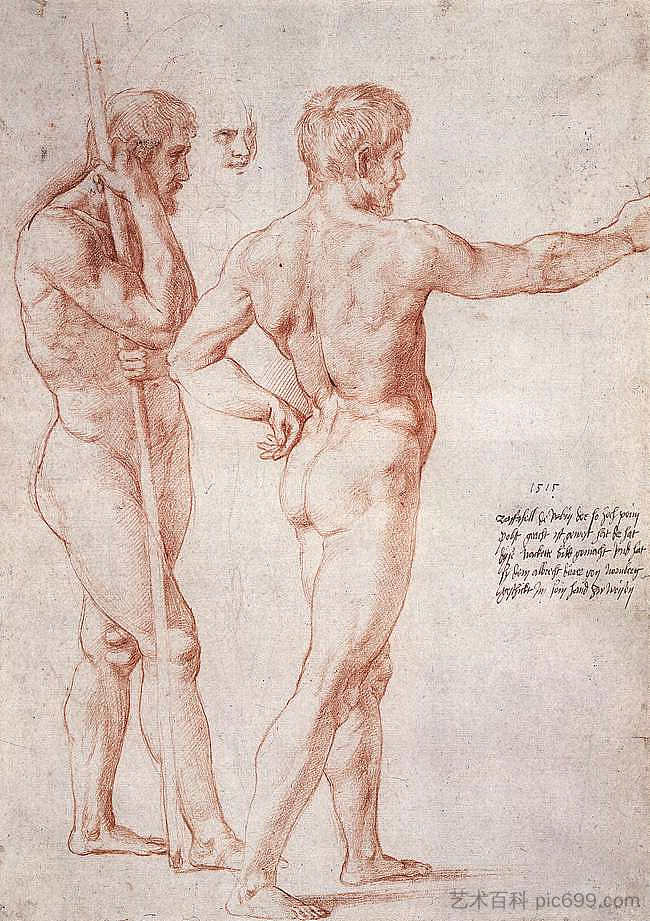 裸体研究 Nude Study (c.1515)，拉斐尔