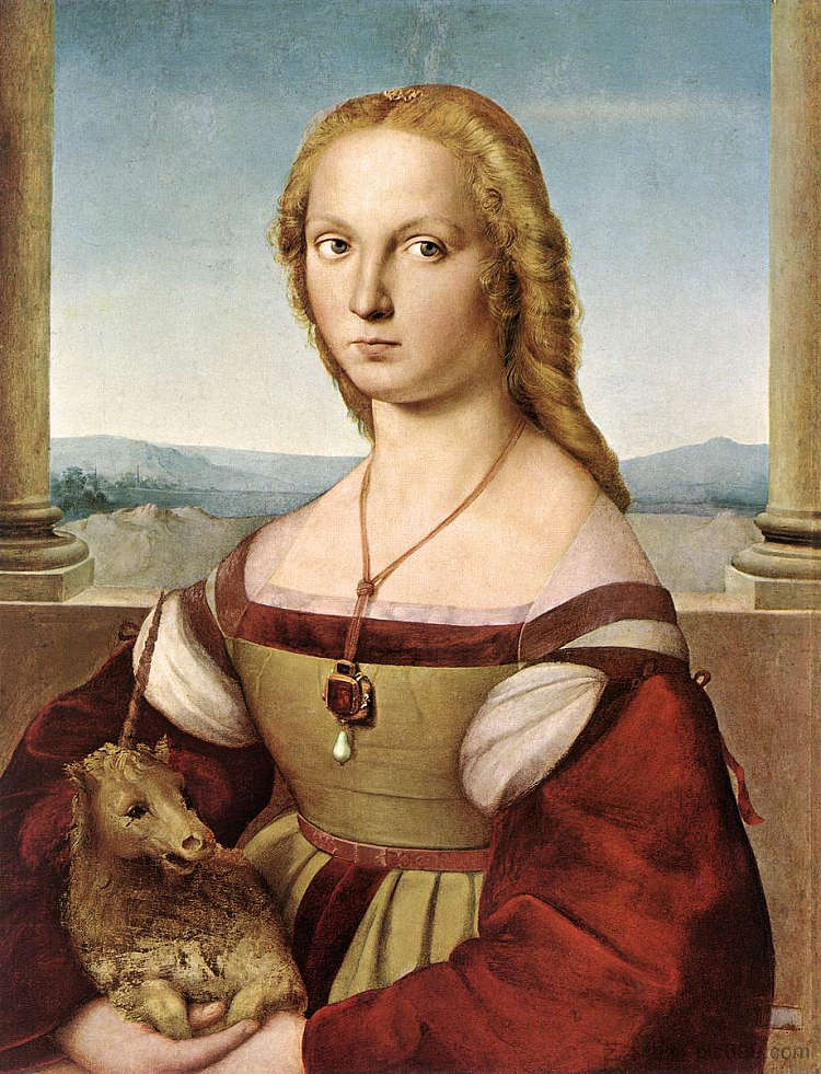 独角兽女士的肖像 Portrait of a Lady with a Unicorn (c.1505 - 1506)，拉斐尔