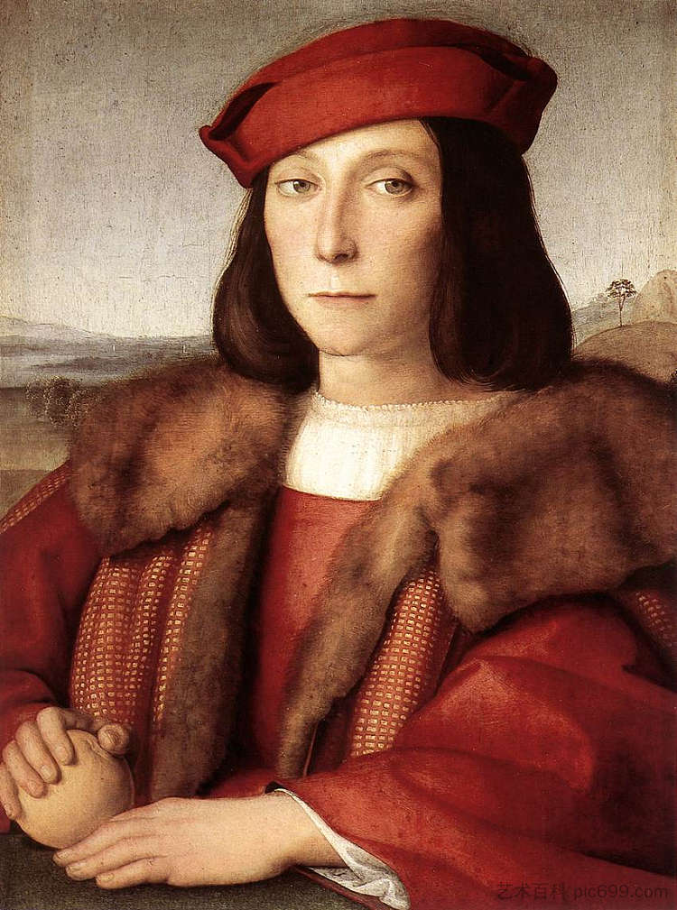 一个拿着苹果的男人的肖像 Portrait of a Man holding an Apple (1500)，拉斐尔