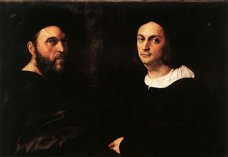 安德里亚·纳瓦格罗和阿戈斯蒂诺·比阿扎诺的肖像 Portrait of Andrea Navagero and Agostino Beazzano (1516)，拉斐尔