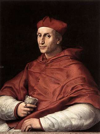 红衣主教多维齐·德·比比耶纳的肖像 Portrait of Cardinal Dovizzi de Bibbiena (1516)，拉斐尔