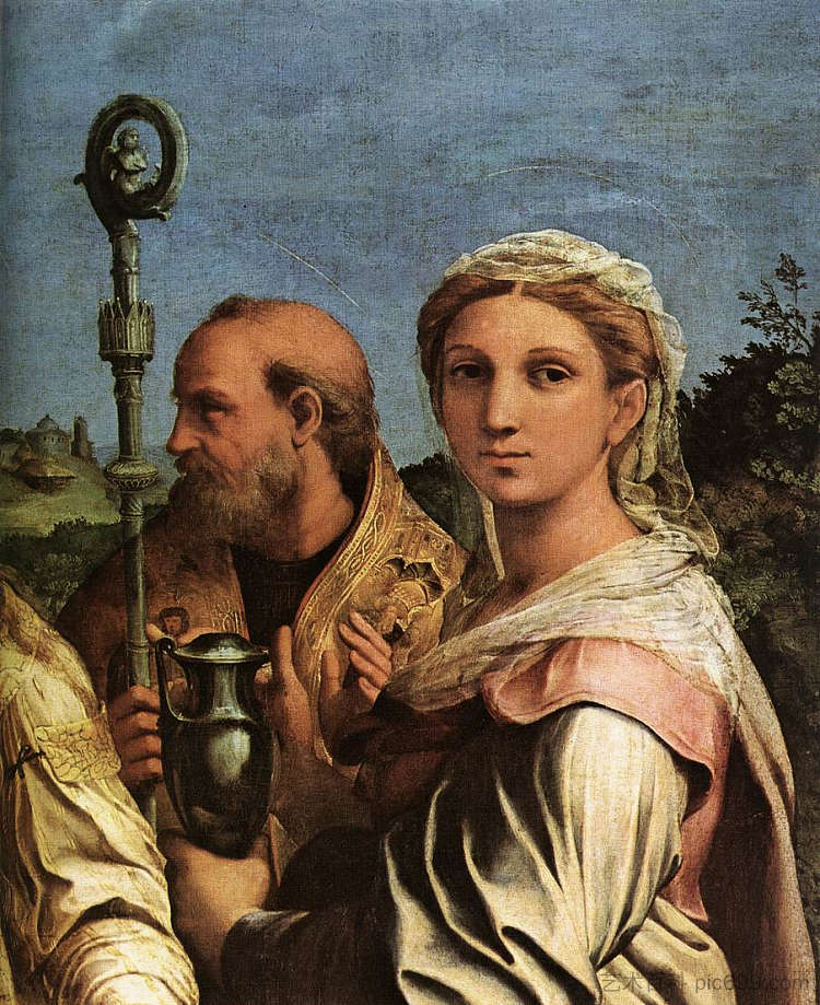 圣塞西莉亚与圣徒(局部) St. Cecilia with Saints (detail) (1516),拉斐尔