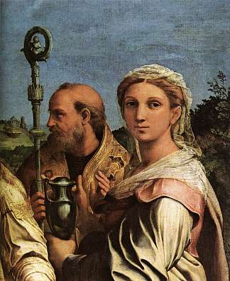 圣塞西莉亚与圣徒（局部） St. Cecilia with Saints (detail) (1516)，拉斐尔