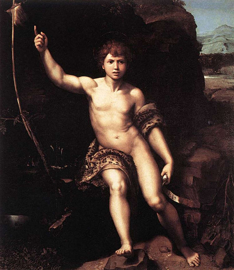 沙漠中的施洗者圣约翰 St. John the Baptist in the Desert (c.1518 - 1520)，拉斐尔