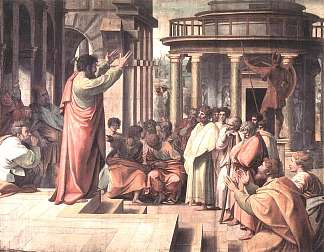 圣保罗在雅典讲道（西斯廷教堂的漫画） St. Paul Preaching at Athens (cartoon for the Sistine Chapel) (1515)，拉斐尔