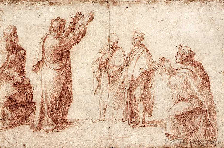 在雅典学习圣保罗讲道 Study for St. Paul Preaching in Athens (1514 - 1515),拉斐尔