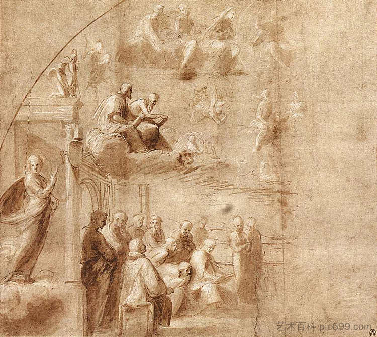 为争议而研究 Study for the Disputa (1509),拉斐尔