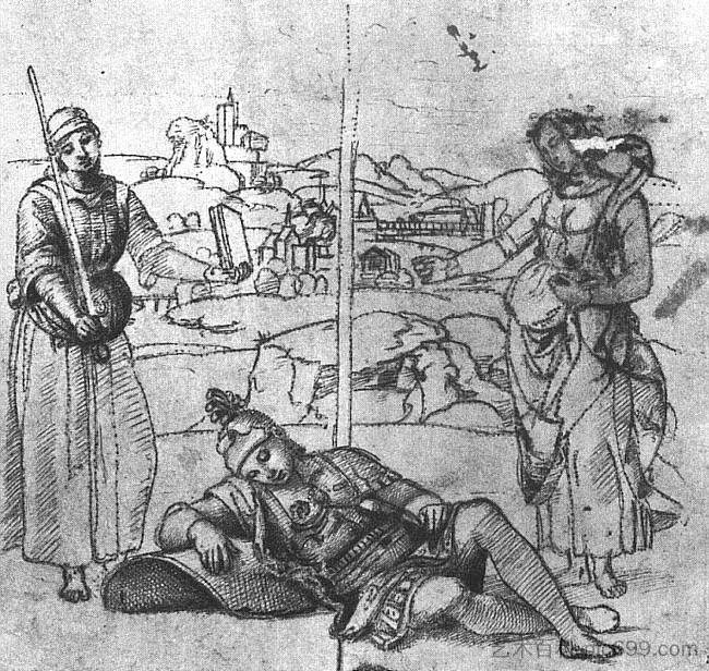 为“骑士之梦”而学习 Study for 'The Knight's Dream' (c.1504),拉斐尔