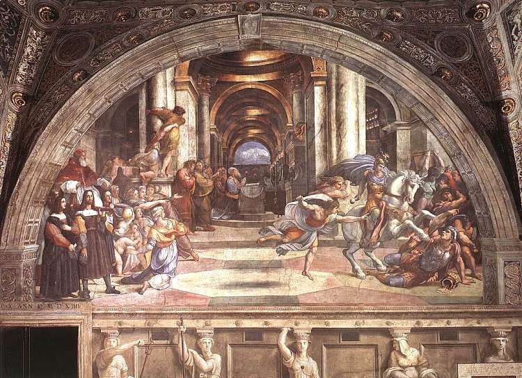 将赫利奥多罗斯驱逐出圣殿 The Expulsion of Heliodorus from the Temple (1511 - 1512)，拉斐尔