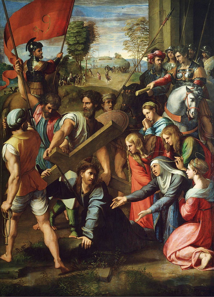 髑髅地路上的堕落 The Fall on the Road to Calvary (1517)，拉斐尔