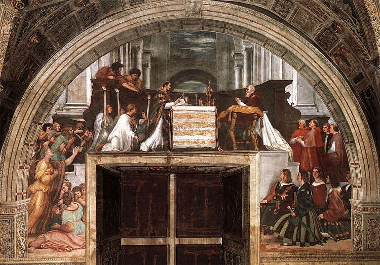 博尔塞纳的弥撒,来自埃利奥多节 The Mass of Bolsena, from the Stanza dell'Eliodor (1511 - 1514),拉斐尔