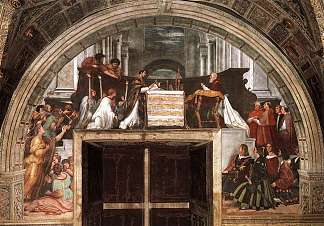 博尔塞纳的弥撒，来自埃利奥多节 The Mass of Bolsena, from the Stanza dell’Eliodor (1511 – 1514)，拉斐尔