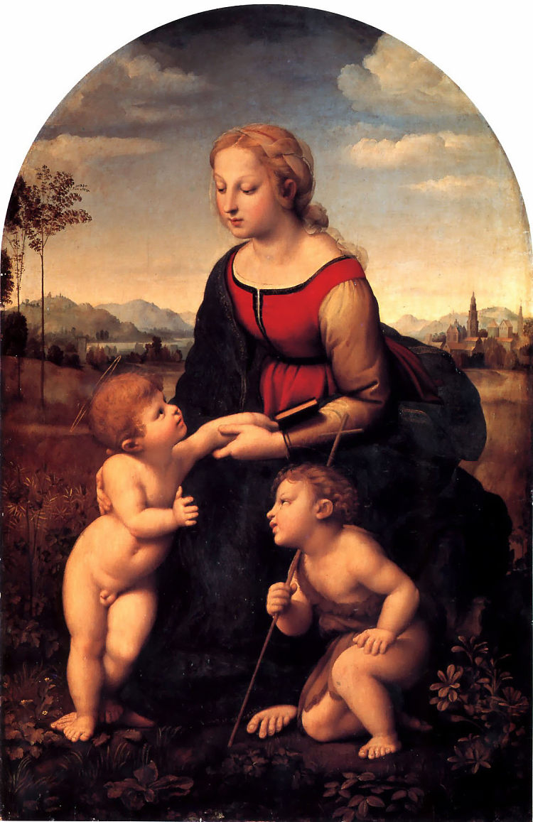 圣母子与施洗者圣约翰 The Virgin and Child with Saint John the Baptist (1507)，拉斐尔