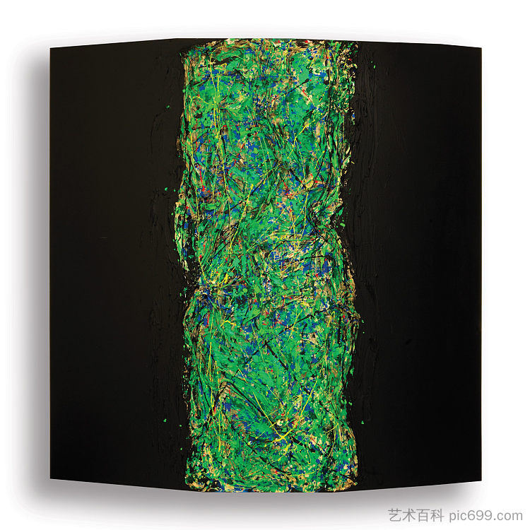 黑色与绿色织物 Black with Green Fabric (2010)，拉希德·阿勒哈利法