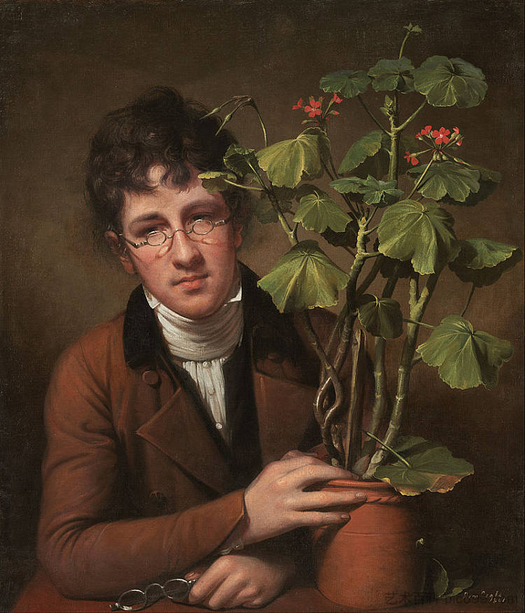 鲁本斯·皮尔与天竺葵 Rubens Peale with a Geranium (1801)，伦勃朗·皮尔