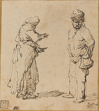 乞丐男人和女人 Beggar Man and Woman (c.1630 – 1631)，伦勃朗