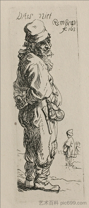 一个乞丐和一个同伴,向右转 A Beggar and a Companion Piece, Turned to the Right (1634),伦勃朗