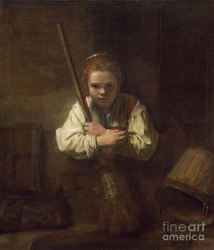 拿扫帚的女孩 A Girl with a Broom (1651),伦勃朗