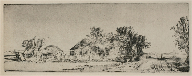 形状不规则的风景 A Landscape of Irregular Form (1652)，伦勃朗