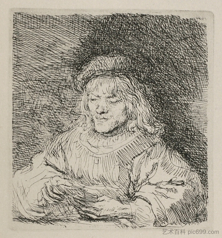 一个男人在打牌 A Man Playing Cards (1641),伦勃朗