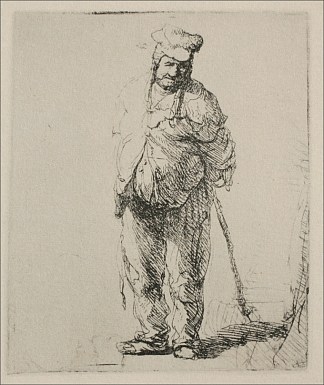 一个衣衫褴褛的农民，双手背在身后 A Ragged Peasant with his Hands Behind Him (1635)，伦勃朗